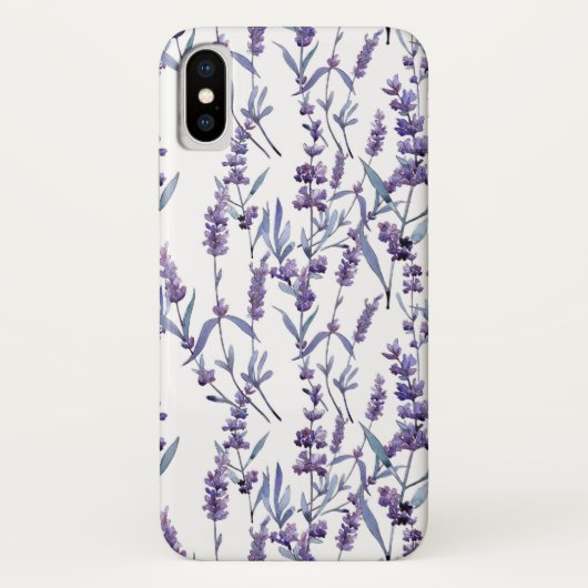 Coques Case-Mate iPhone motif d'aquarelle fleurie lavande (Dos)