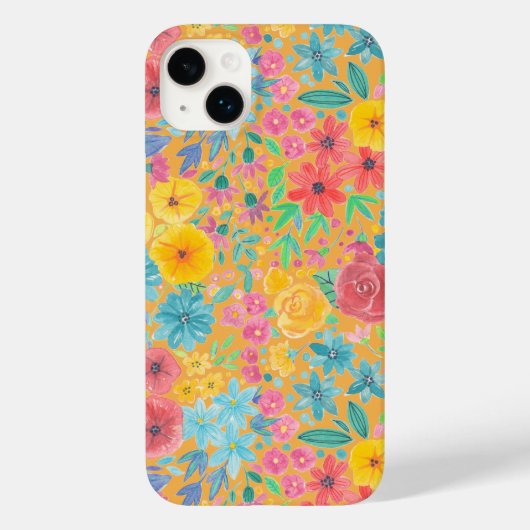Coques Case-Mate iPhone Motif d'aquarelle florale en jaune (Verso)