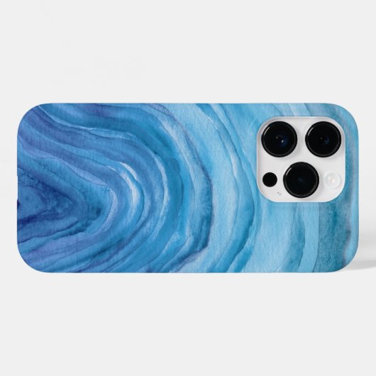 Coques Case-Mate iPhone Motif d'aquarelle Indigo Blue Agate II (Verso (horizontal))