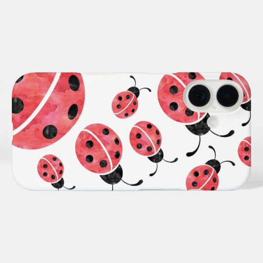Coques Case-Mate iPhone Motif d'aquarelle Ladybug (Verso (horizontal))