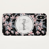 Coques Case-Mate iPhone Motif d'aquarelle rose et gris (Dos (Horizontal))