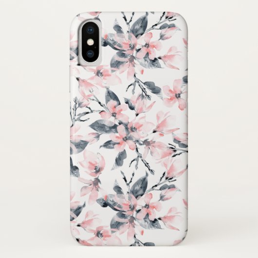 Coques Case-Mate iPhone Motif d'aquarelle rose et gris (Dos)