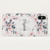 Coques Case-Mate iPhone Motif d'aquarelle rose et gris (Dos (Horizontal))