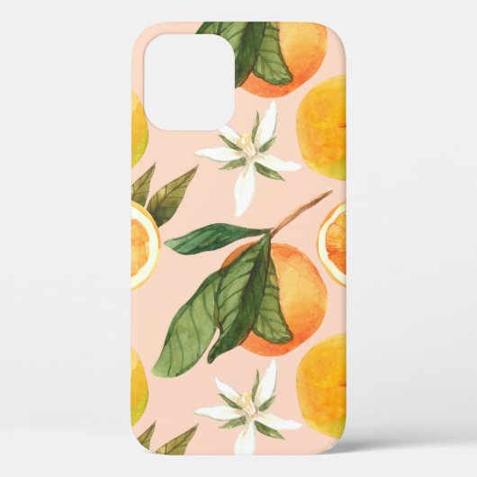 Coques Case-Mate iPhone Motif d'aquarelle transparente avec mandarines (Verso)