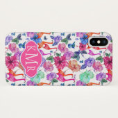 Coques Case-Mate iPhone Motif d'aquarelle tropicale| Monogramme (Dos (Horizontal))
