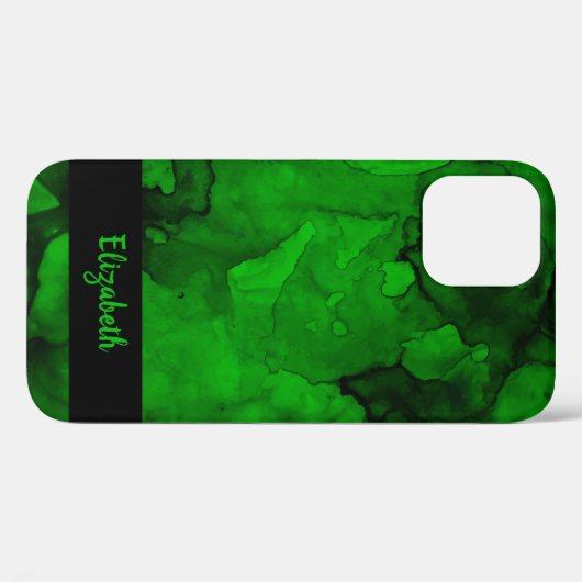 Coques Case-Mate iPhone Motif d'aquarelle vert élégant (Verso (horizontal))