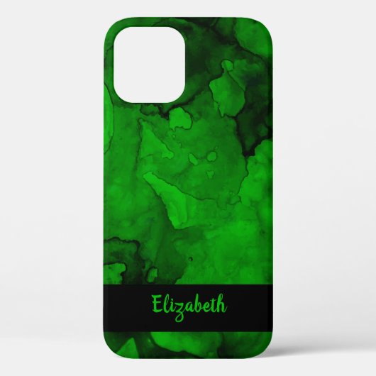 Coques Case-Mate iPhone Motif d'aquarelle vert élégant (Verso)