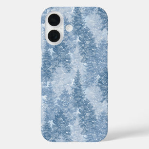 Coques iPhone 16 Motif d'arbre à pin bleu