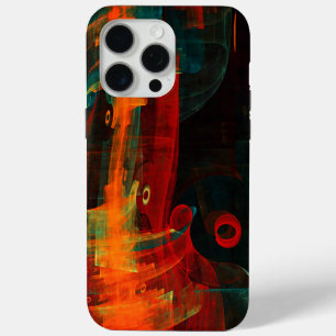 Coque iPhone 15 Pro Max Motif d'art abstrait moderne bleu rouge orange eau