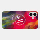 Coques Case-Mate iPhone Motif d'art Abstrait Monogrammed Scarlet (Verso (horizontal))