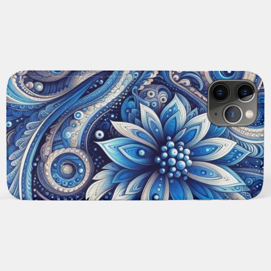 Coques Case-Mate iPhone Motif d'art bleu marine bleu marine noir marguerit (Dos (Horizontal))