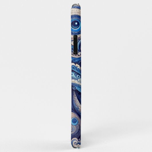 Coques Case-Mate iPhone Motif d'art bleu marine bleu marine noir marguerit (Dos/Droite)