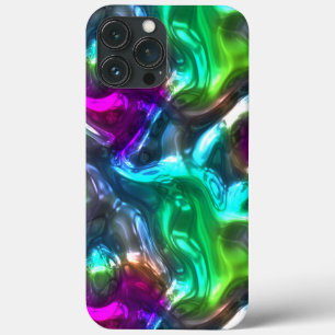 iPhone 13 Pro Max Case Motif d'art bleu violet vert rose 3D