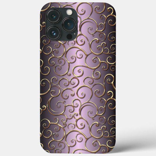 Coques Case-Mate iPhone Motif d'art d'antiquité baroque Faux Gold Swirl (Verso)
