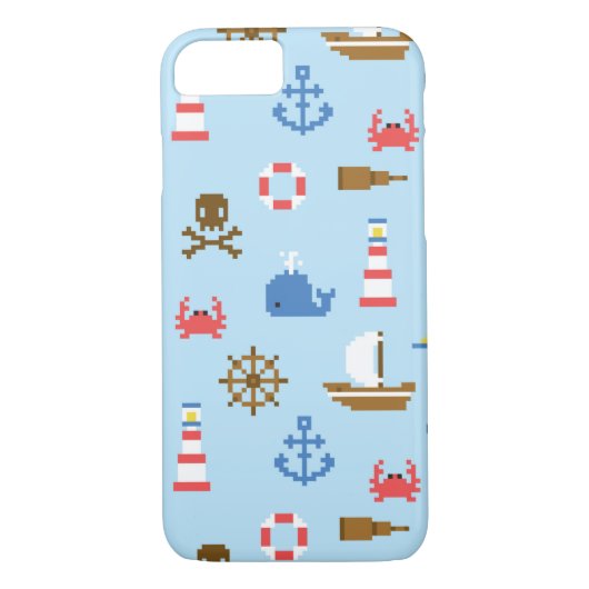 Coques Case-Mate iPhone Motif d'art de mer de pixel (Dos)