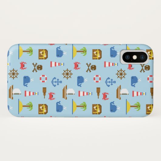 Coques Case-Mate iPhone Motif d'art de mer de pixel (Dos (Horizontal))