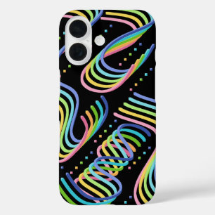 Coques iPhone 16 Motif d'art de rangées de rubans colorés arc-en-ci