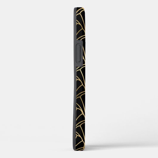 Coques Case-Mate iPhone motif d'art déco noir or (Verso / Droite)