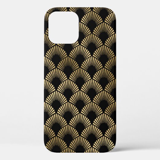 Coques Case-Mate iPhone motif d'art déco noir or (Verso)