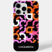 Coques Case-Mate iPhone Motif d'art du Midsiècle noir rose chaud (Verso)