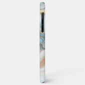 Coques Case-Mate iPhone Motif d'art en marbre bleu Turquoise gris or (Dos/Gauche)