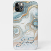 Coques Case-Mate iPhone Motif d'art en marbre bleu Turquoise gris or (Dos)