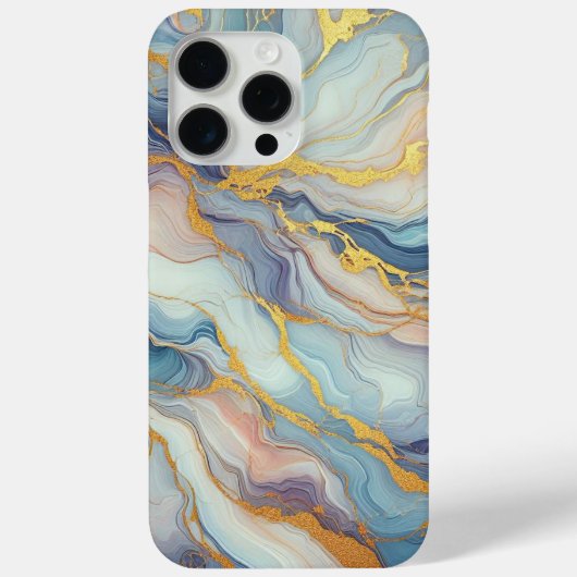 Coques Case-Mate iPhone Motif d'art en marbre bleu violet rose (Verso)