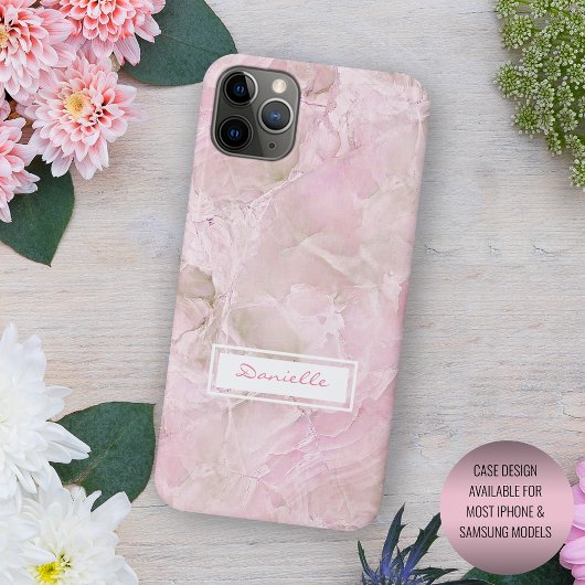 Coques Case-Mate iPhone Motif d'art en marbre d'agate gris rose pastel per