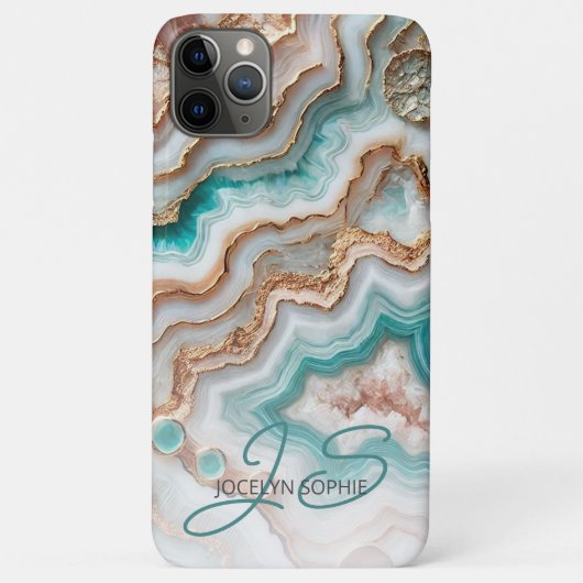 Coques Case-Mate iPhone Motif d'art en marbre d'or rose rose Aqua (Dos)