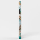 Coques Case-Mate iPhone Motif d'art en marbre doré rose bleu foncé Turquoi (Dos/Droite)