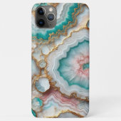 Coques Case-Mate iPhone Motif d'art en marbre doré rose bleu foncé Turquoi (Dos)