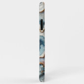 Coques Case-Mate iPhone Motif d'art en marbre doré rose bleu foncé Turquoi (Dos/Droite)