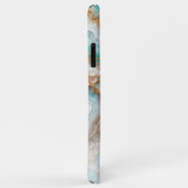 Coques Case-Mate iPhone Motif d'art en marbre doré rose bleu foncé Turquoi (Dos/Droite)