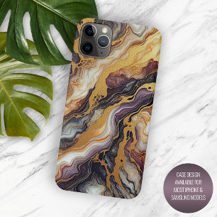 Coque iPhone 15 Pro Max Motif d'art en marbre noir gris foncé