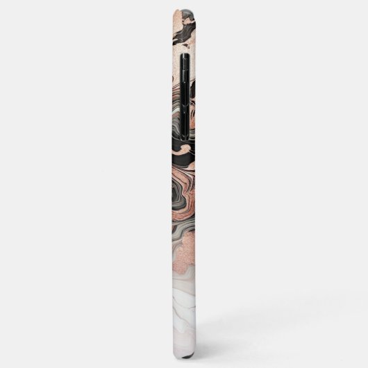 Coques Case-Mate iPhone Motif d'art en marbre noir gris rose rose (Dos/Gauche)