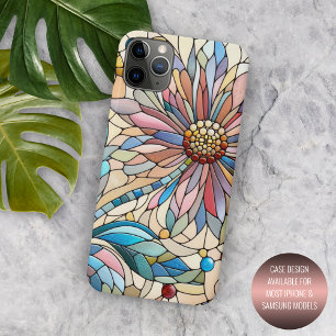 Coque iPhone 15 Pro Max Motif d'art floral en verre coloré chic