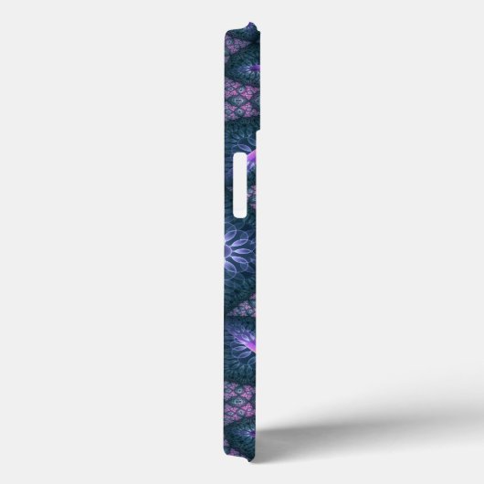 Coques Case-Mate iPhone motif d'art fractal 3D Turquoise violet rose (Verso / Droite)