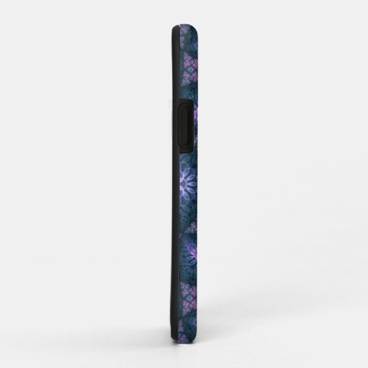 Coques Case-Mate iPhone motif d'art fractal 3D Turquoise violet rose (Dos/Droite)