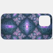 Coques Case-Mate iPhone motif d'art fractal 3D Turquoise violet rose (Verso (horizontal))