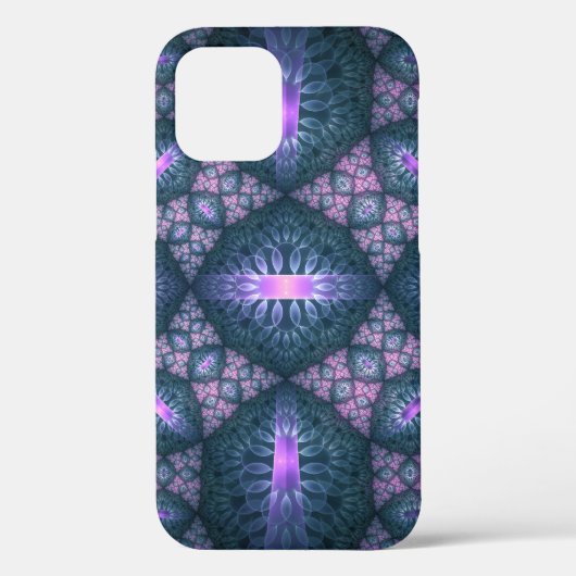 Coques Case-Mate iPhone Motif d'art fractal 3D turquoise violet rose (Verso)