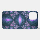 Coques Case-Mate iPhone Motif d'art fractal 3D turquoise violet rose (Verso (horizontal))