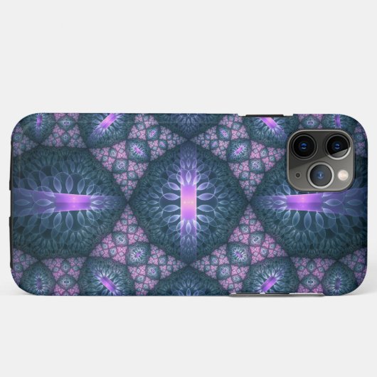 Coques Case-Mate iPhone motif d'art fractal 3D Turquoise violet rose (Dos (Horizontal))