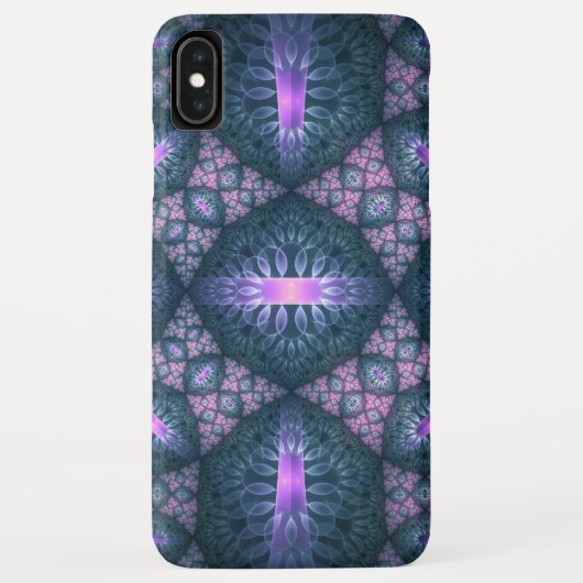 Coques Case-Mate iPhone Motif d'art fractal 3D turquoise violet rose (Dos)