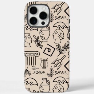 Coques iPhone 16 Pro Max Motif d'art linéaire de la Grèce antique