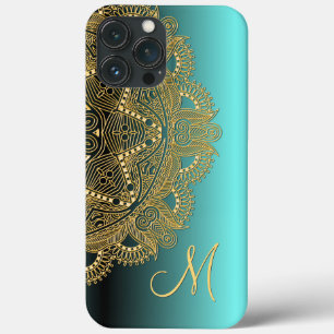 Etui iPhone Case-Mate Motif D'Art Mandala D'Or Personnalisé Sur Aqua Tur