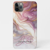 Coques Case-Mate iPhone Motif d'art Marbre blanc rose foncé violet or (Dos)
