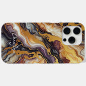 Coques Case-Mate iPhone Motif d'art personnalisé en marbre gris-noir (Verso (horizontal))