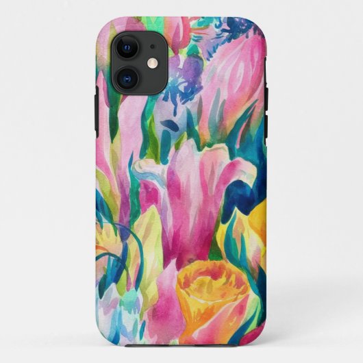 Coques Case-Mate iPhone Motif d'art rose bleu vert jaune orange (Dos)