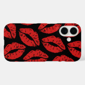 Coques Case-Mate iPhone Motif de baisers de rouge à lèvres rouge mignon (Verso (horizontal))