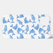 Coques Case-Mate iPhone Motif de baleine bleue d'aquarelle (Verso (horizontal))